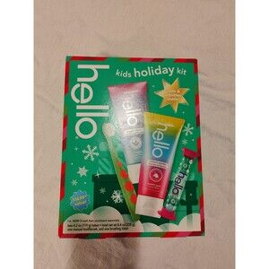 hello Kids Toothbrush and Kids Toothpaste Holiday Gift Set 4-Piece Set For Kids